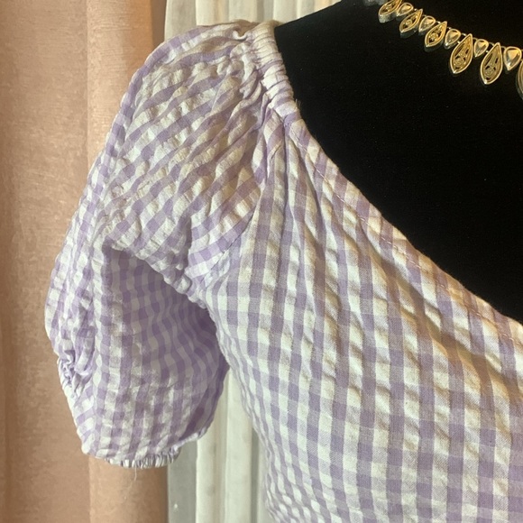 Sim & Sam Size M Gingham Wrapped V Neck Crop - Picture 3 of 11